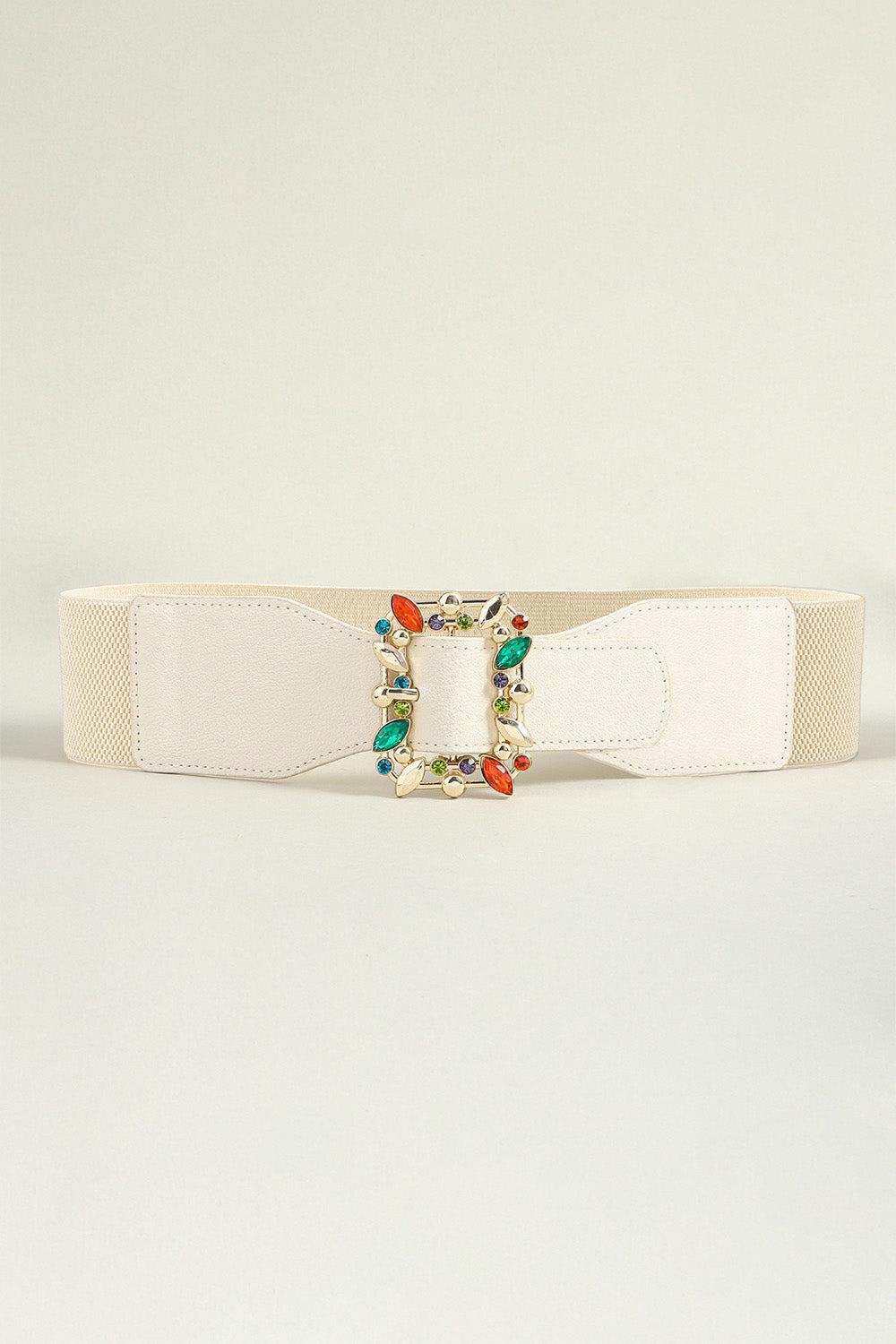 Multicolored Leaf Buckle Elastic Belt BLUE ZONE PLANET