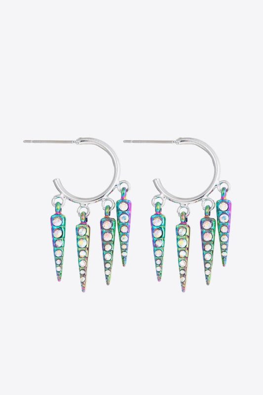 Multicolored Rhinestone Geometric Earrings BLUE ZONE PLANET