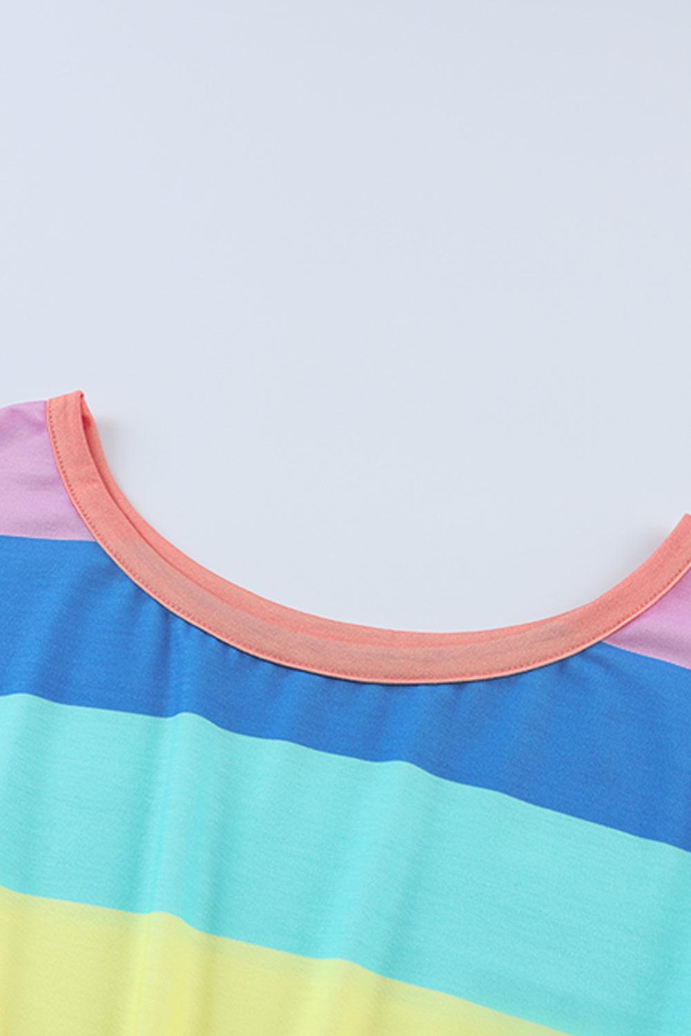 Multicolored Stripe Round Neck Romper BLUE ZONE PLANET