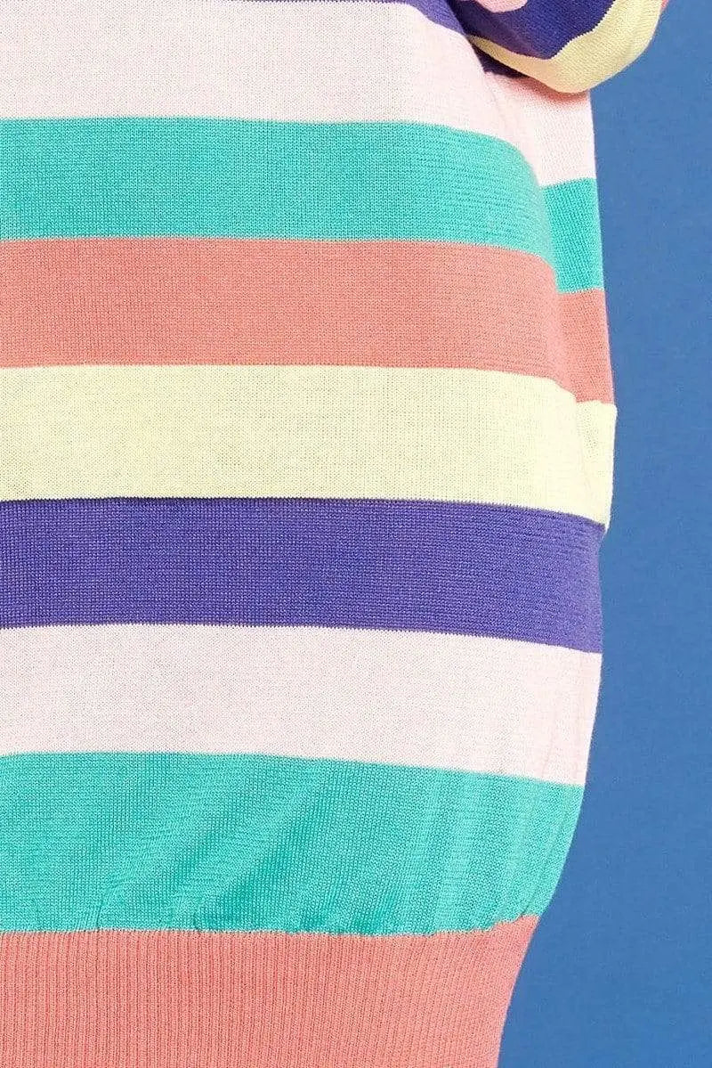 Multicolored Striped Knit Sweater Dress Blue Zone Planet