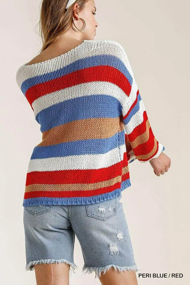 Multicolored Striped Sweater Blue Zone Planet