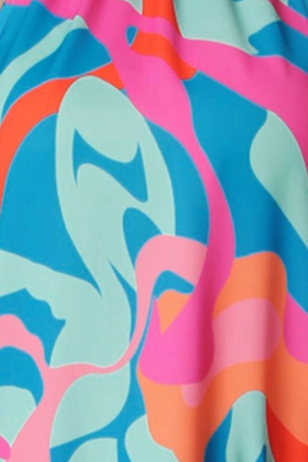 Multicolored Tied Grecian Neck Tank BLUE ZONE PLANET