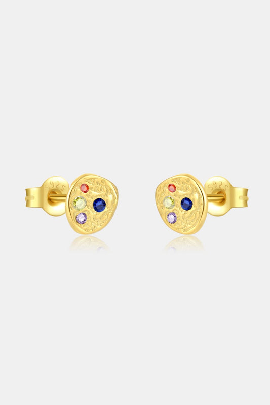 Multicolored Zircon Stud Earrings BLUE ZONE PLANET