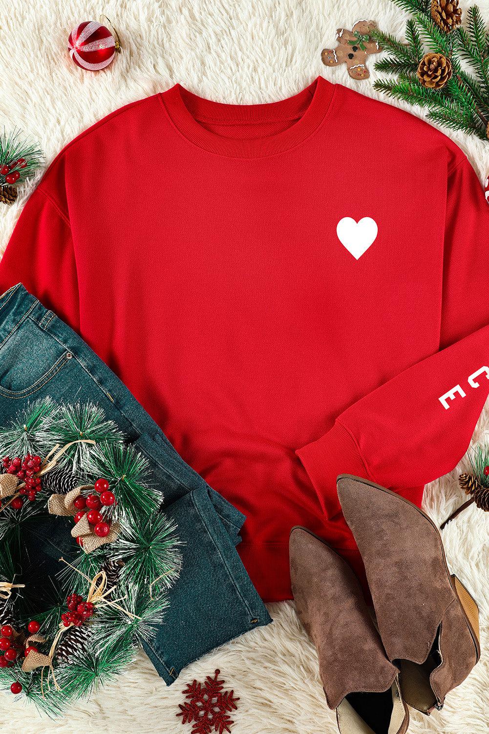 NAUGHTY NICE Heart Graphic Sweatshirt BLUE ZONE PLANET