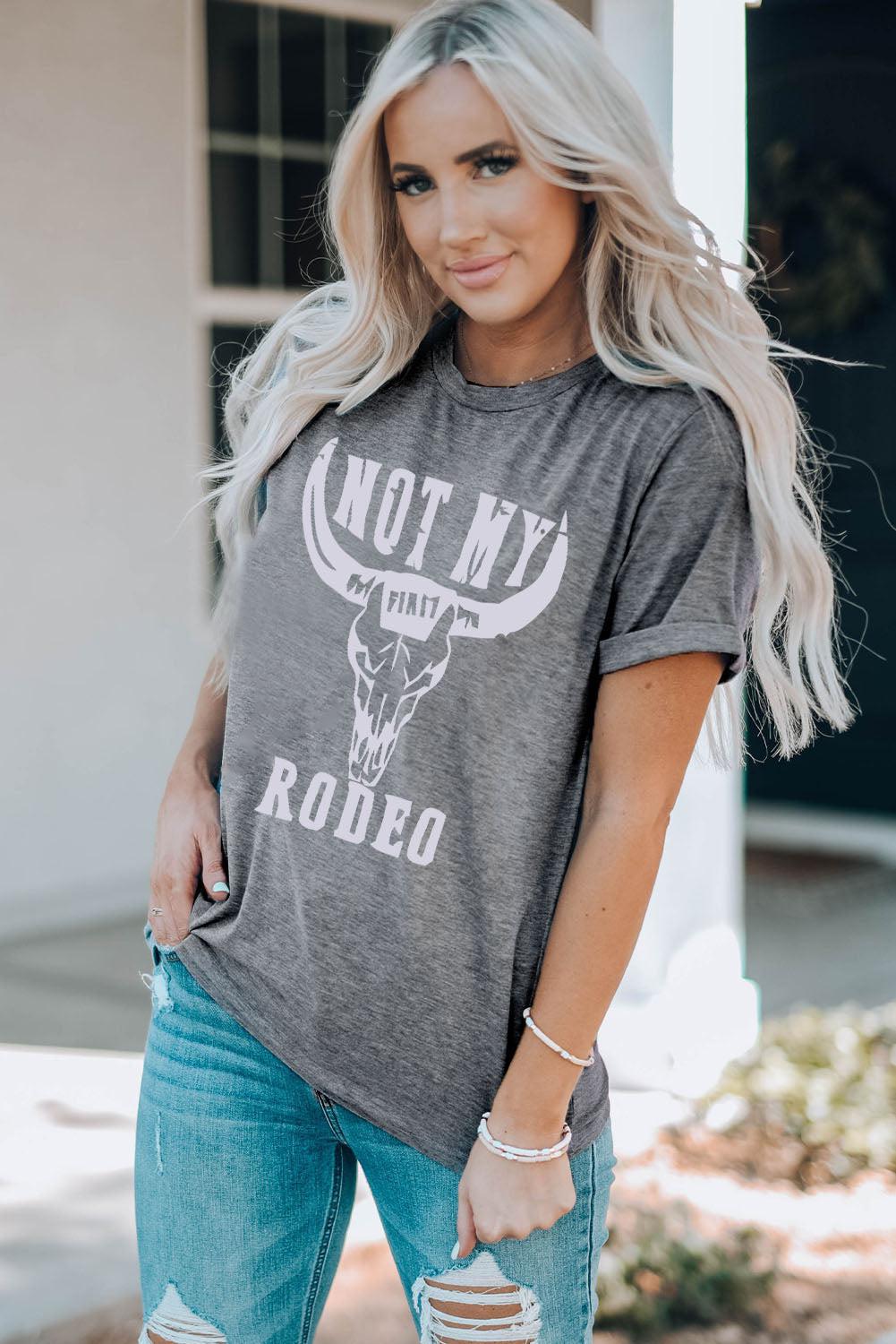 NOT MY RODEO Graphic Round Neck Tee BLUE ZONE PLANET