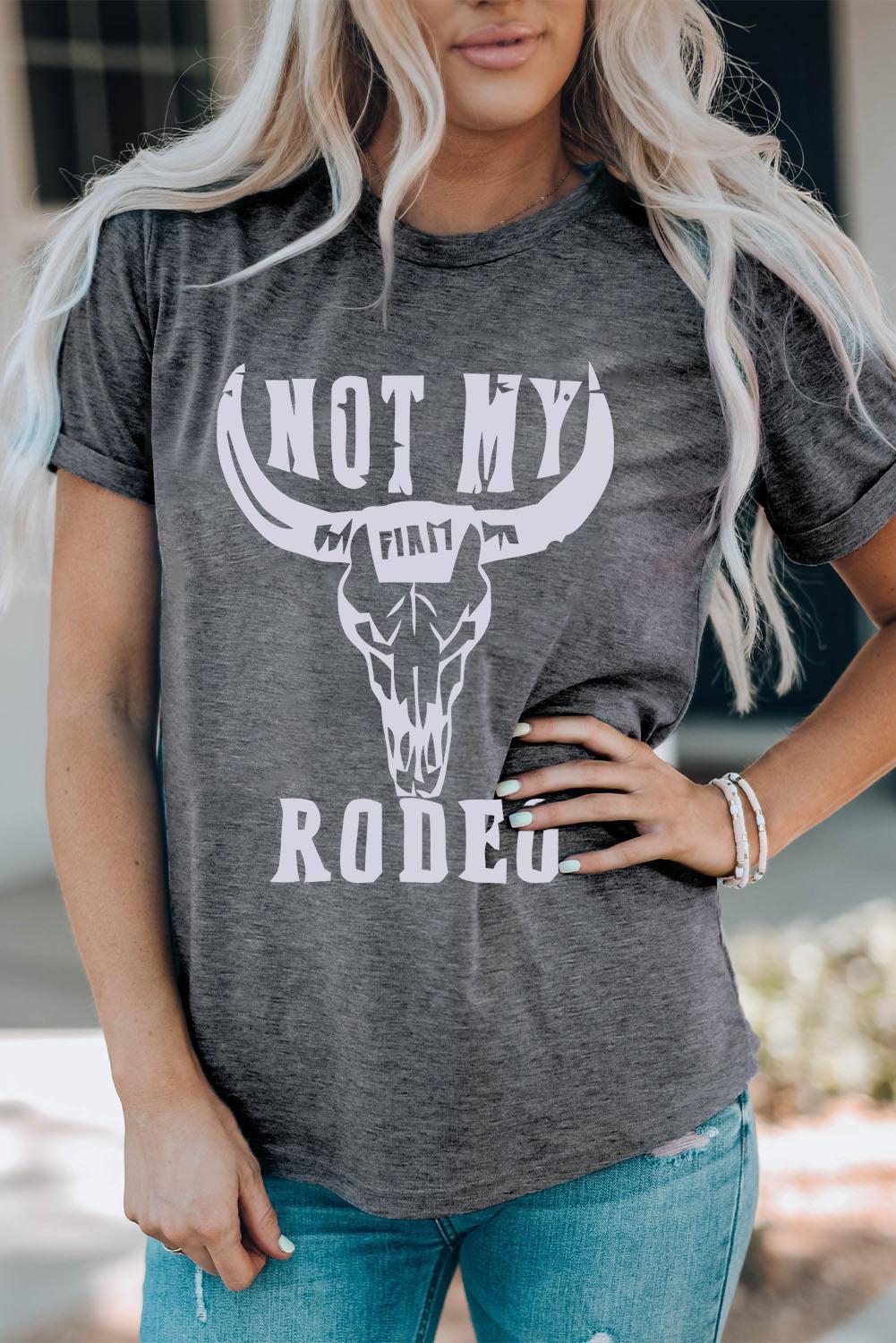 NOT MY RODEO Graphic Round Neck Tee BLUE ZONE PLANET