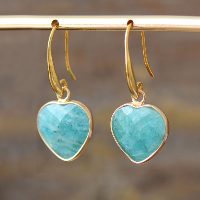 Natural Stone Heart Drop Earrings BLUE ZONE PLANET