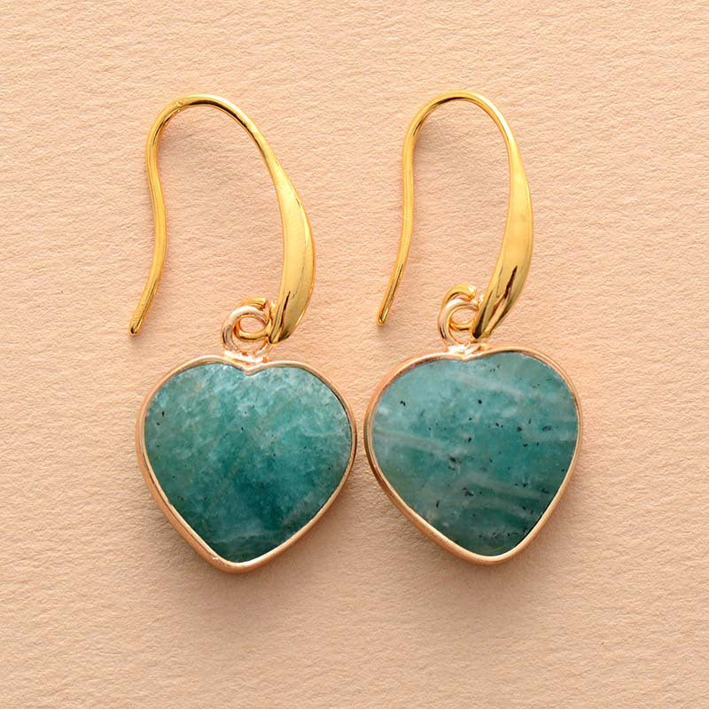 Natural Stone Heart Drop Earrings BLUE ZONE PLANET