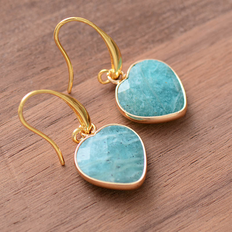 Natural Stone Heart Drop Earrings BLUE ZONE PLANET