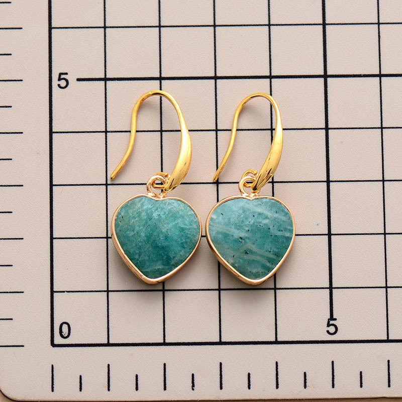 Natural Stone Heart Drop Earrings BLUE ZONE PLANET