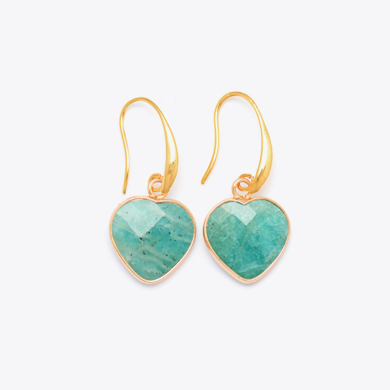 Natural Stone Heart Drop Earrings BLUE ZONE PLANET