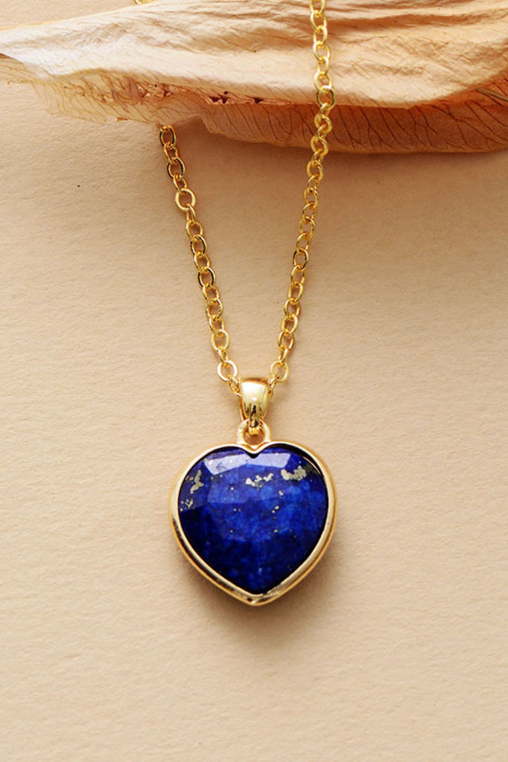 Natural Stone Heart Pendant Necklace-NECKLACES-[Adult]-[Female]-Royal Blue-One Size-2022 Online Blue Zone Planet