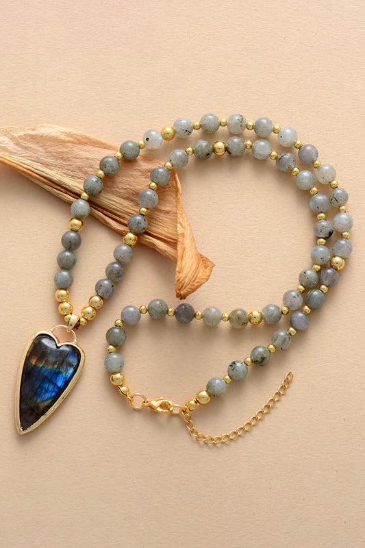 Natural Stone Pendant Beaded Necklace BLUE ZONE PLANET