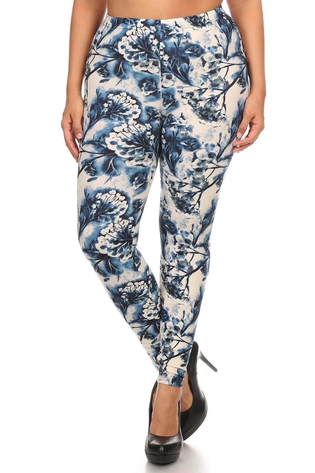 Nature Lover Floral Print Leggings Blue Zone Planet