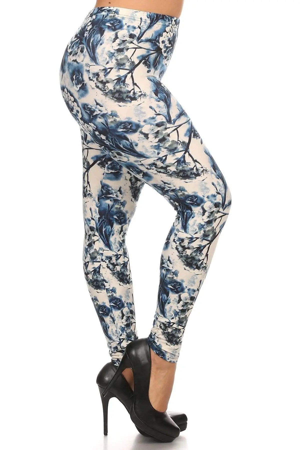 Nature Lover Floral Print Leggings Blue Zone Planet