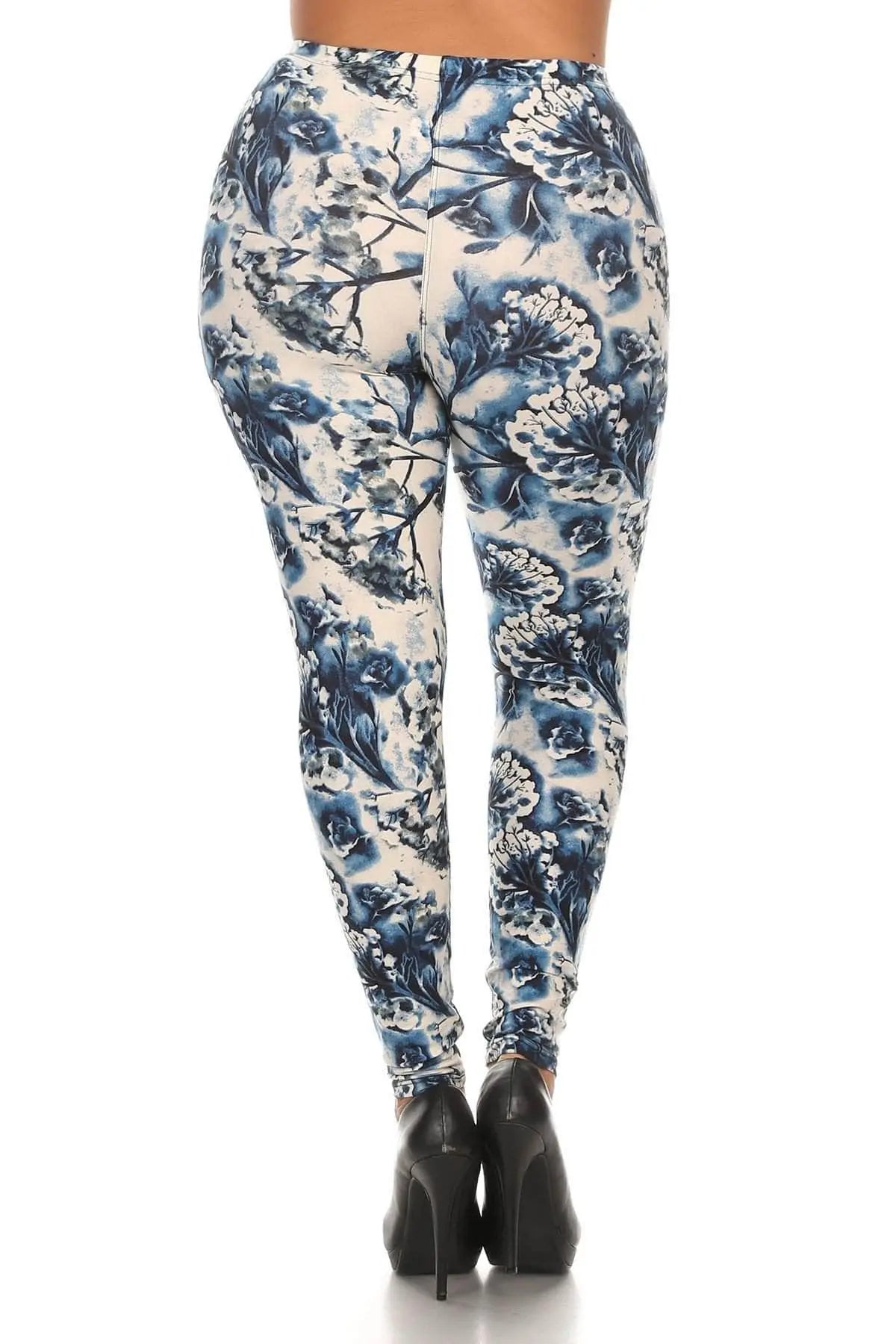 Nature Lover Floral Print Leggings Blue Zone Planet