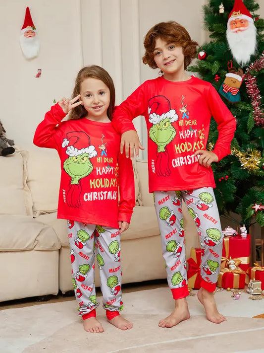 New Christmas new style monster letter print parent-child holiday home wear pajamas set kakaclo