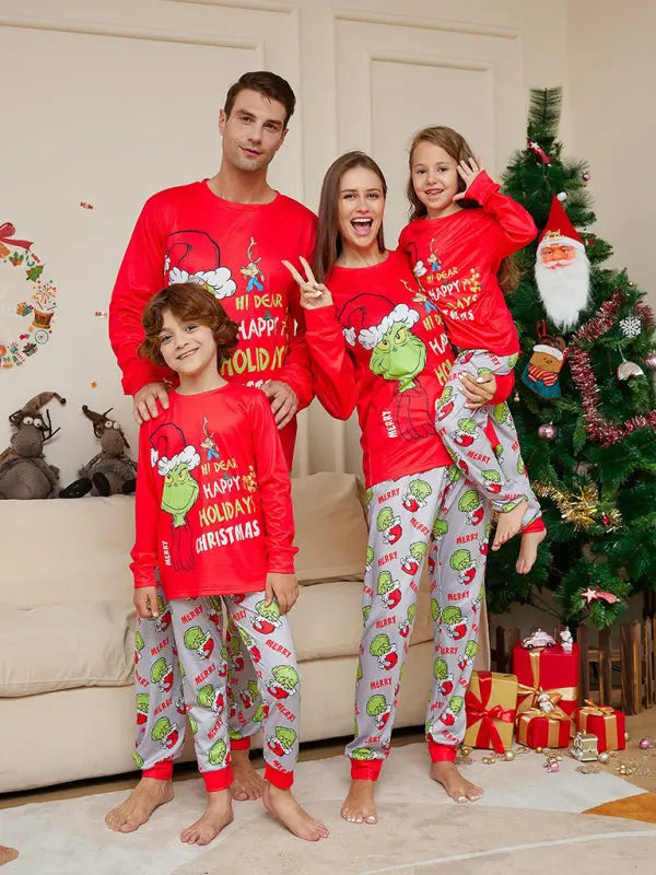 New Christmas new style monster letter print parent-child holiday home wear pajamas set kakaclo