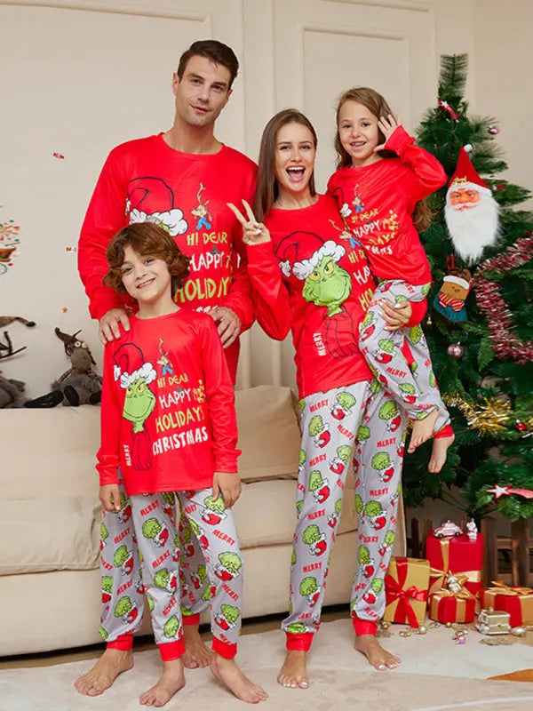 New Christmas new style monster letter print parent-child holiday home wear pajamas set kakaclo