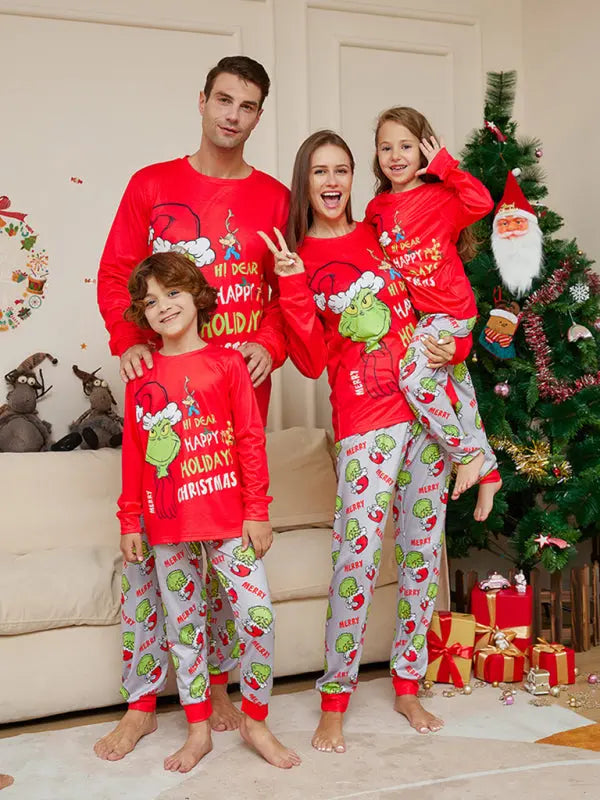 New Christmas new style monster letter print parent-child holiday home wear pajamas set kakaclo