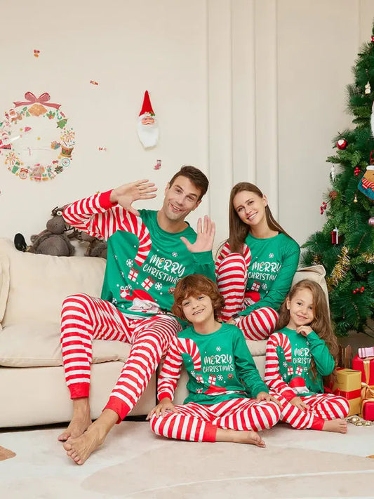 New cartoon Santa Claus letter print parent-child Christmas pajamas home wear set (dad style) kakaclo