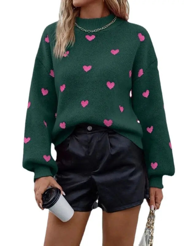 New casual Christmas Valentine's Day love loose knitted pullover sweater kakaclo