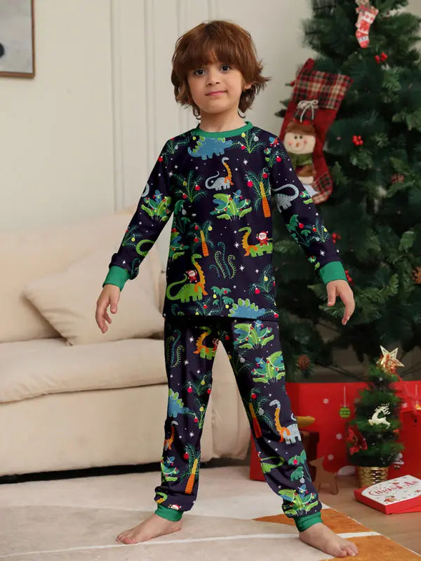 New printed family boys and girls dinosaur Christmas parent-child pajamas home clothes kakaclo