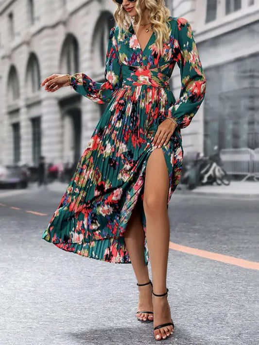 New women's printed long-sleeved high-end dress kakaclo