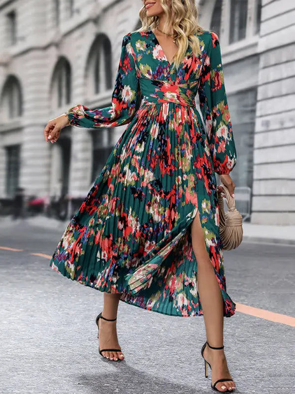 New women's printed long-sleeved high-end dress kakaclo