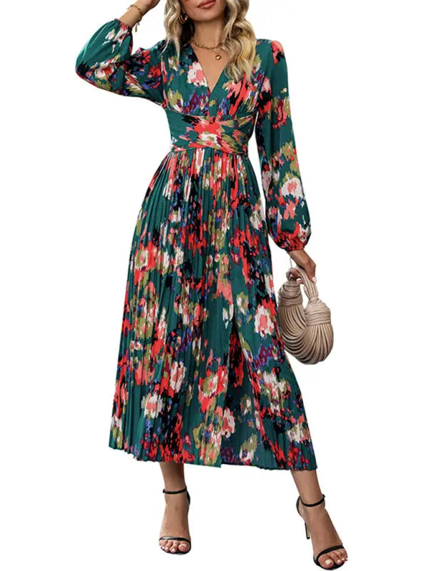 New women's printed long-sleeved high-end dress kakaclo