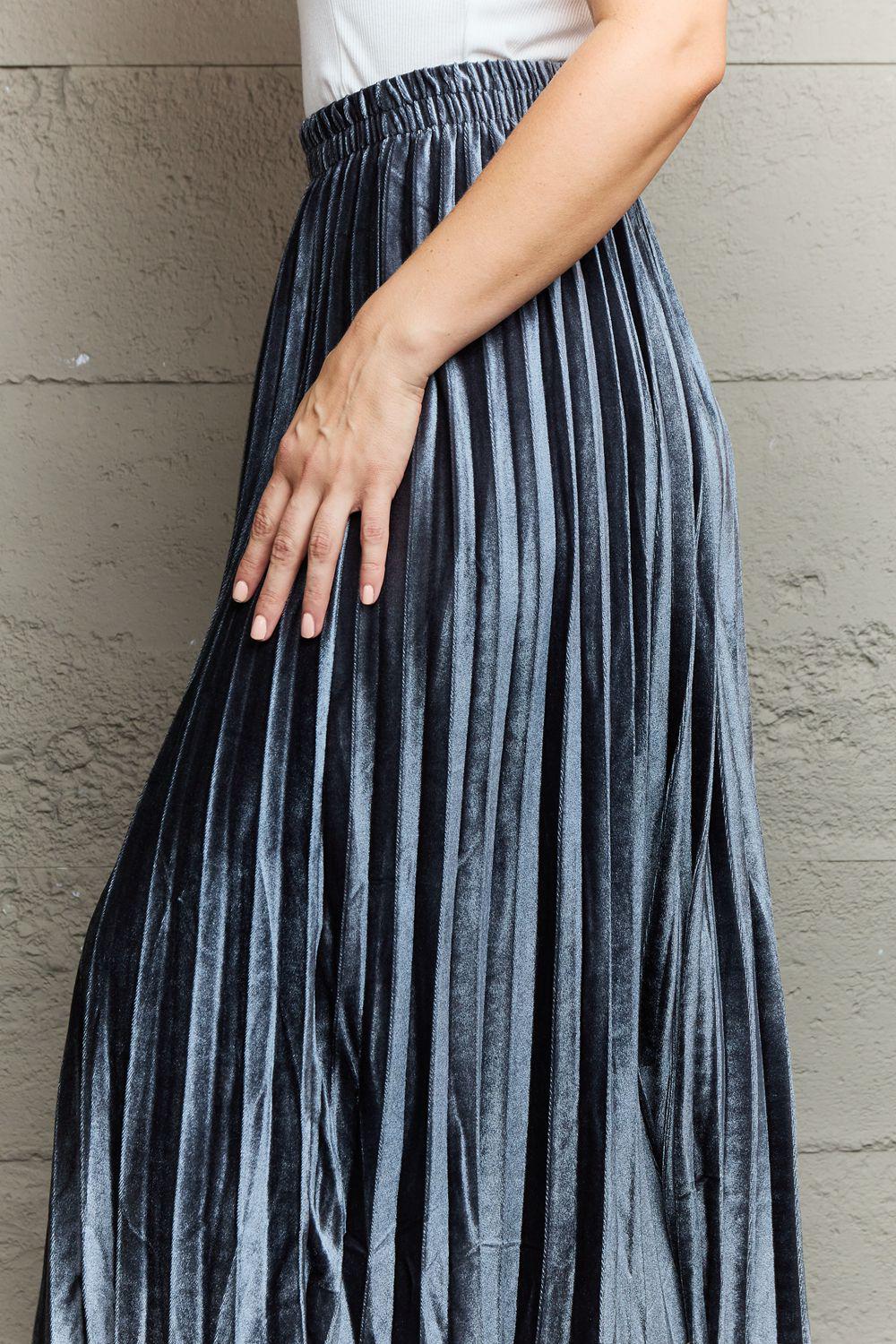 Ninexis Accordion Pleated Flowy Midi Skirt BLUE ZONE PLANET