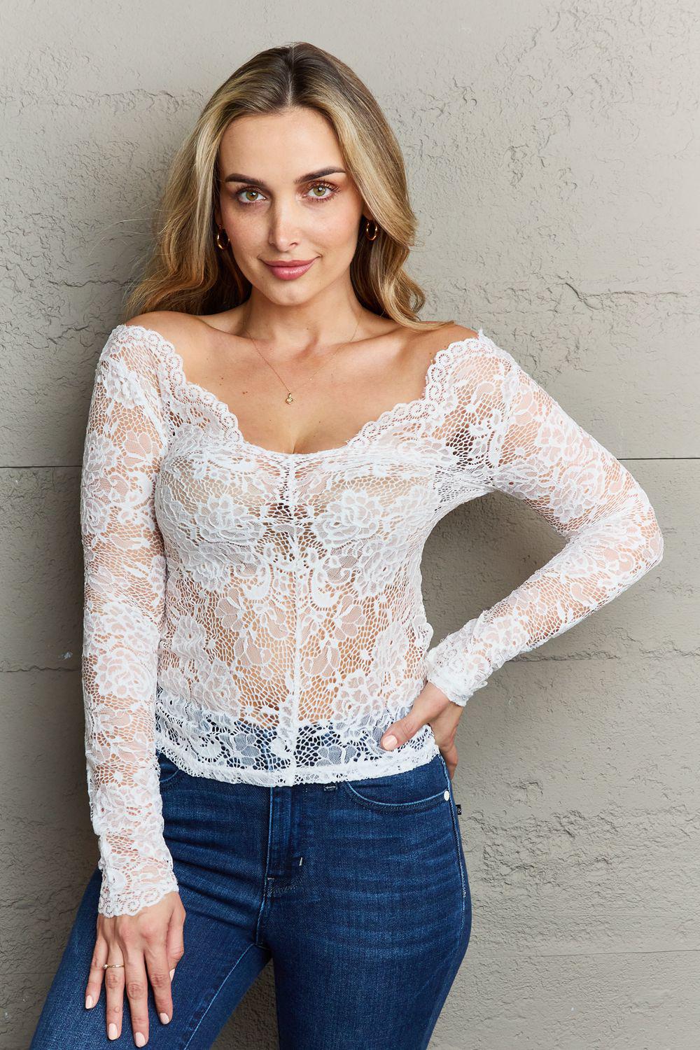 Ninexis Be Kind Off The Shoulder Lace Top BLUE ZONE PLANET