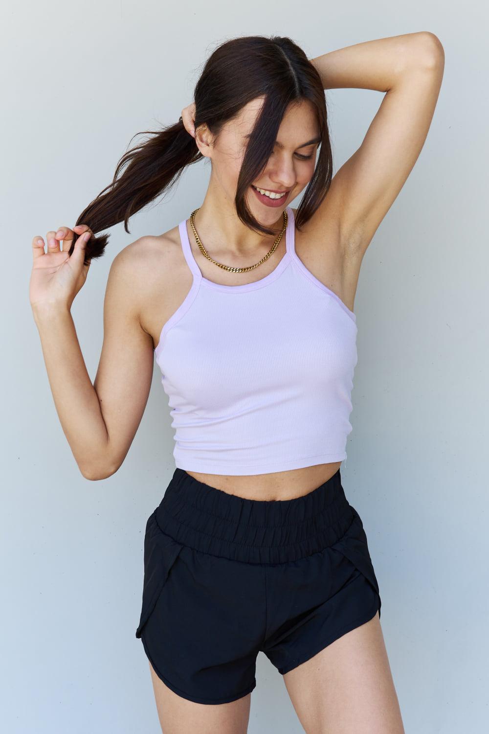 Ninexis Everyday Staple Soft Modal Short Strap Ribbed Tank Top in Lavender BLUE ZONE PLANET