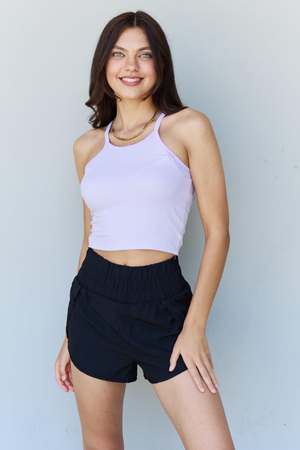 Ninexis Everyday Staple Soft Modal Short Strap Ribbed Tank Top in Lavender BLUE ZONE PLANET