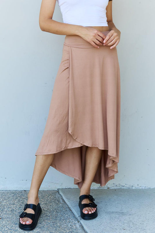 Ninexis First Choice High Waisted Flare Maxi Skirt in Camel BLUE ZONE PLANET