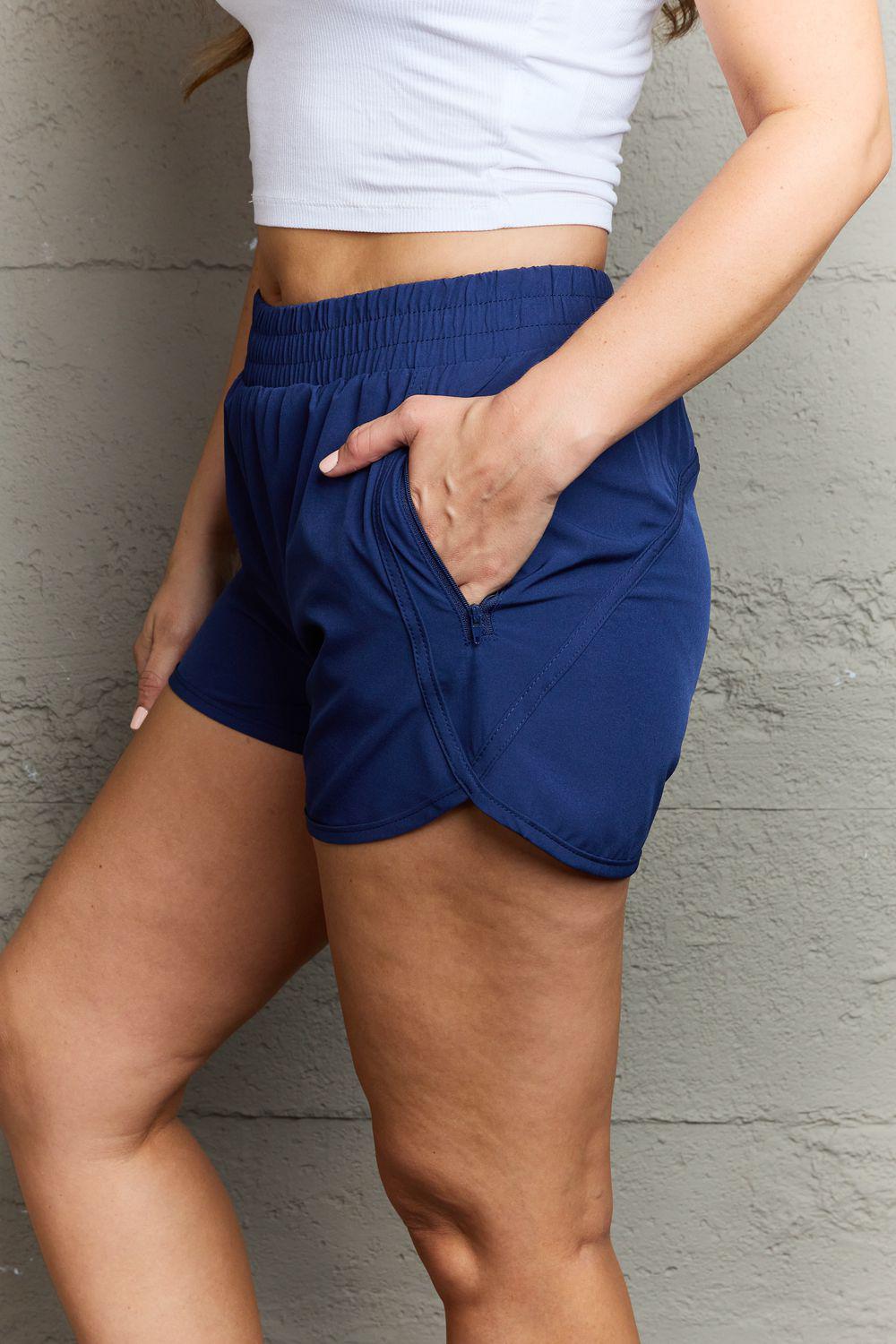 Ninexis Reach My Goals Zipper Pocket Detail Active Shorts BLUE ZONE PLANET