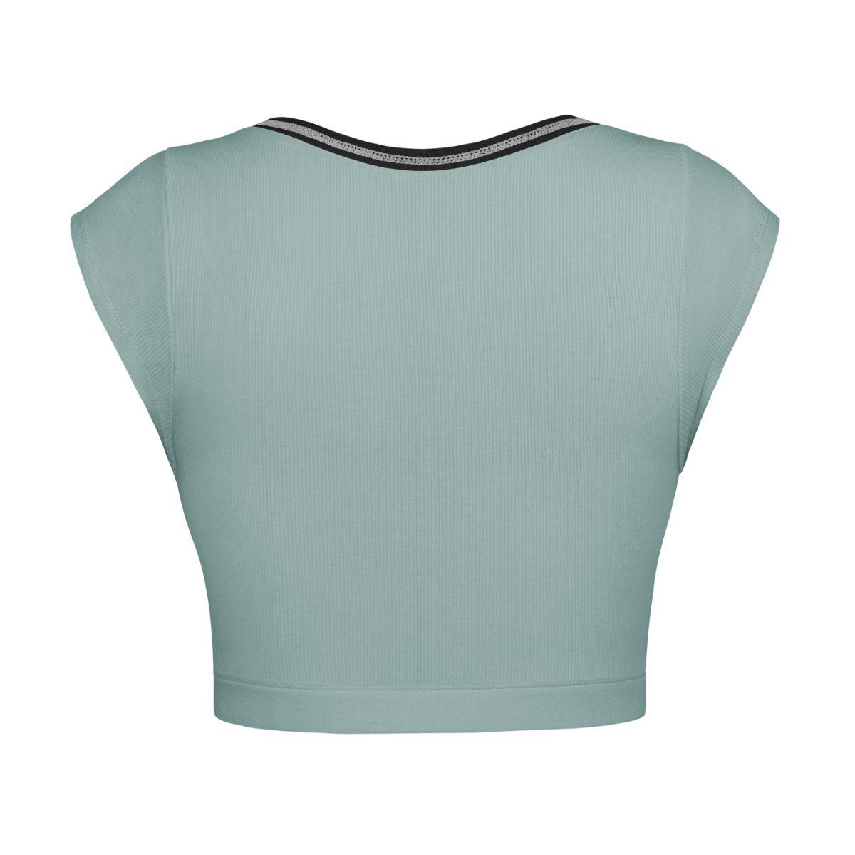 Notched Neck Cap Sleeve Cropped Tee BLUE ZONE PLANET