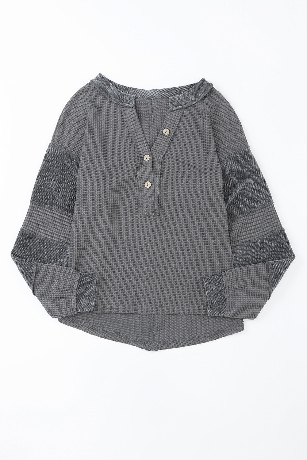 Notched Neck Waffle-Knit Blouse BLUE ZONE PLANET