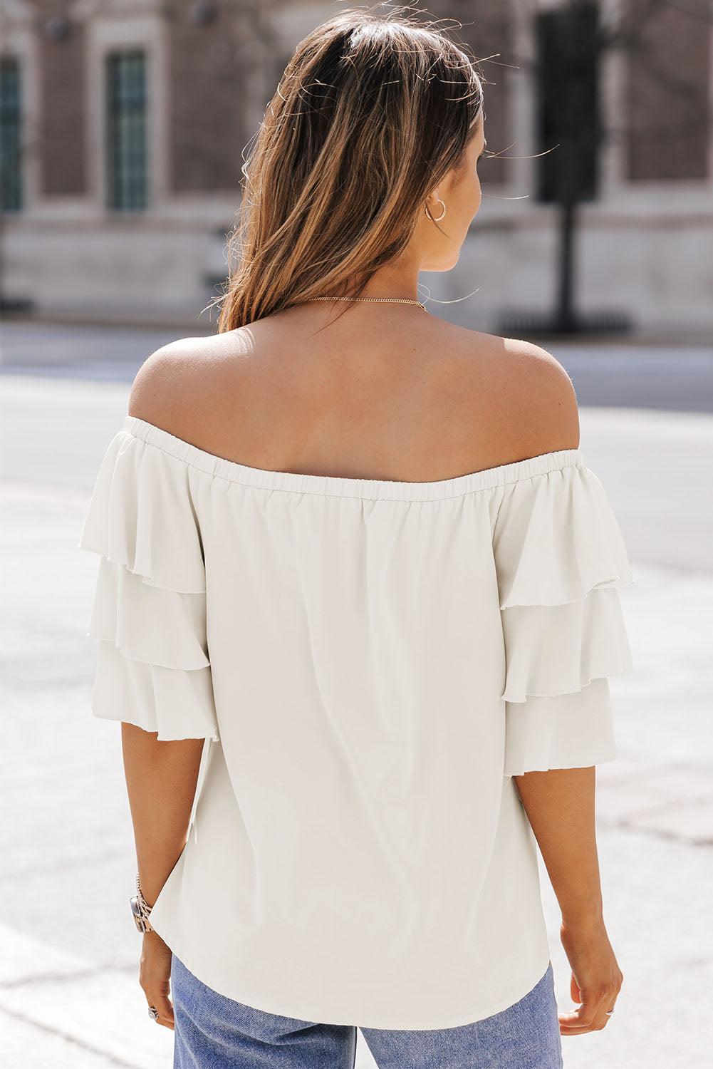 Off-Shoulder Layered Sleeve Blouse BLUE ZONE PLANET