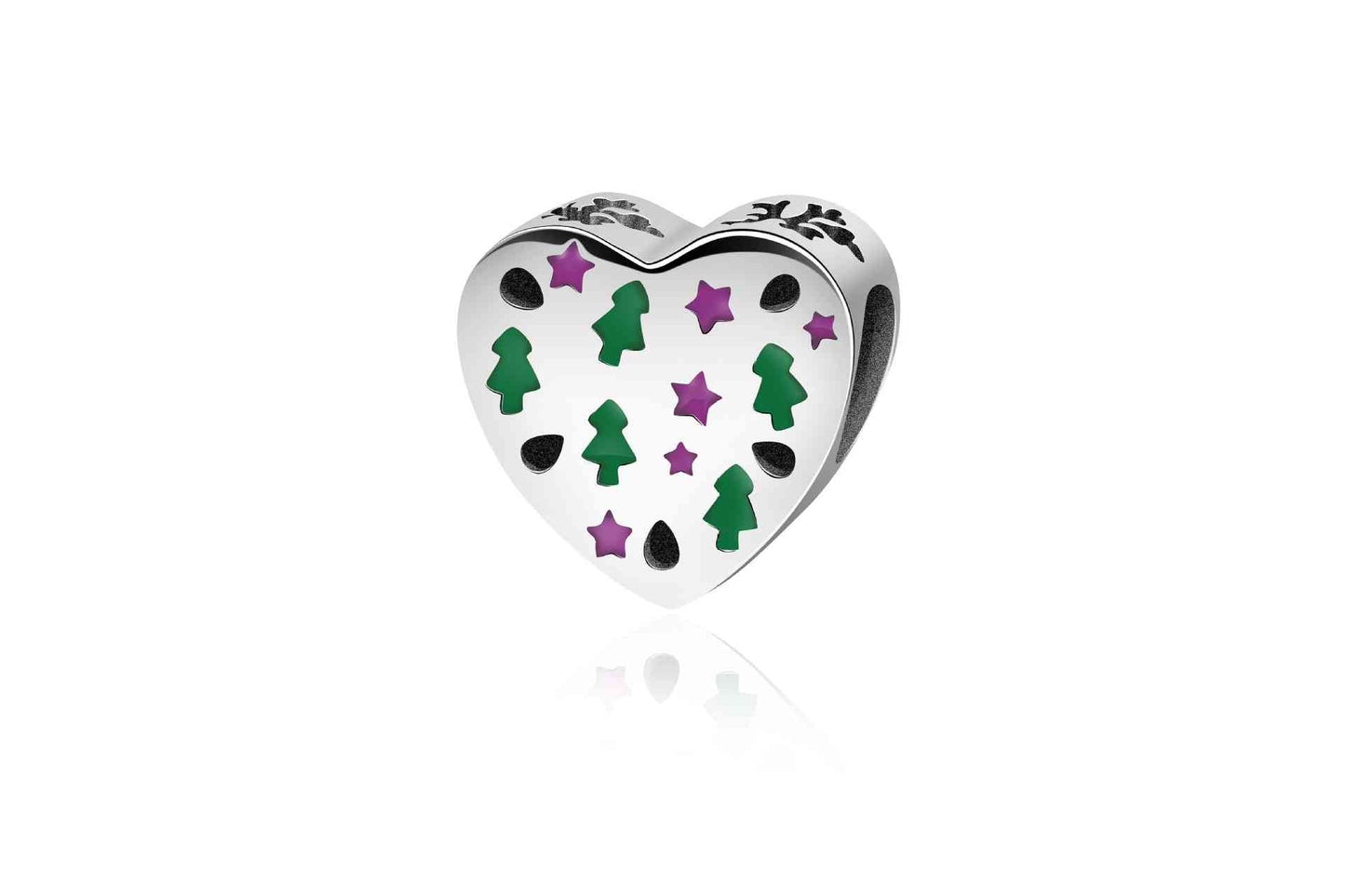 One Piece 925 Sterling Silver Heart Bead Charm BLUE ZONE PLANET