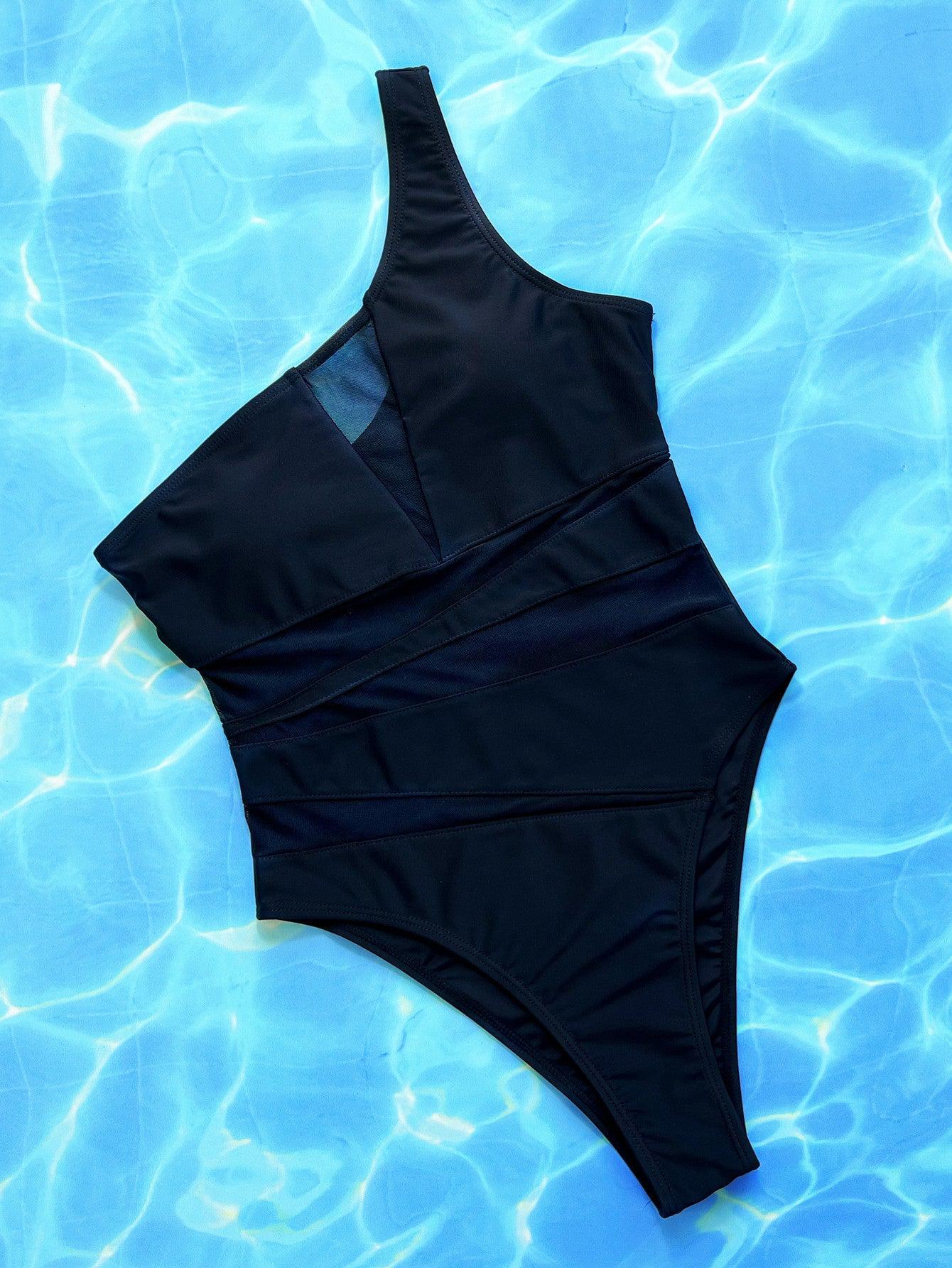 One-Shoulder Sleeveless One-Piece Swimsuit BLUE ZONE PLANET