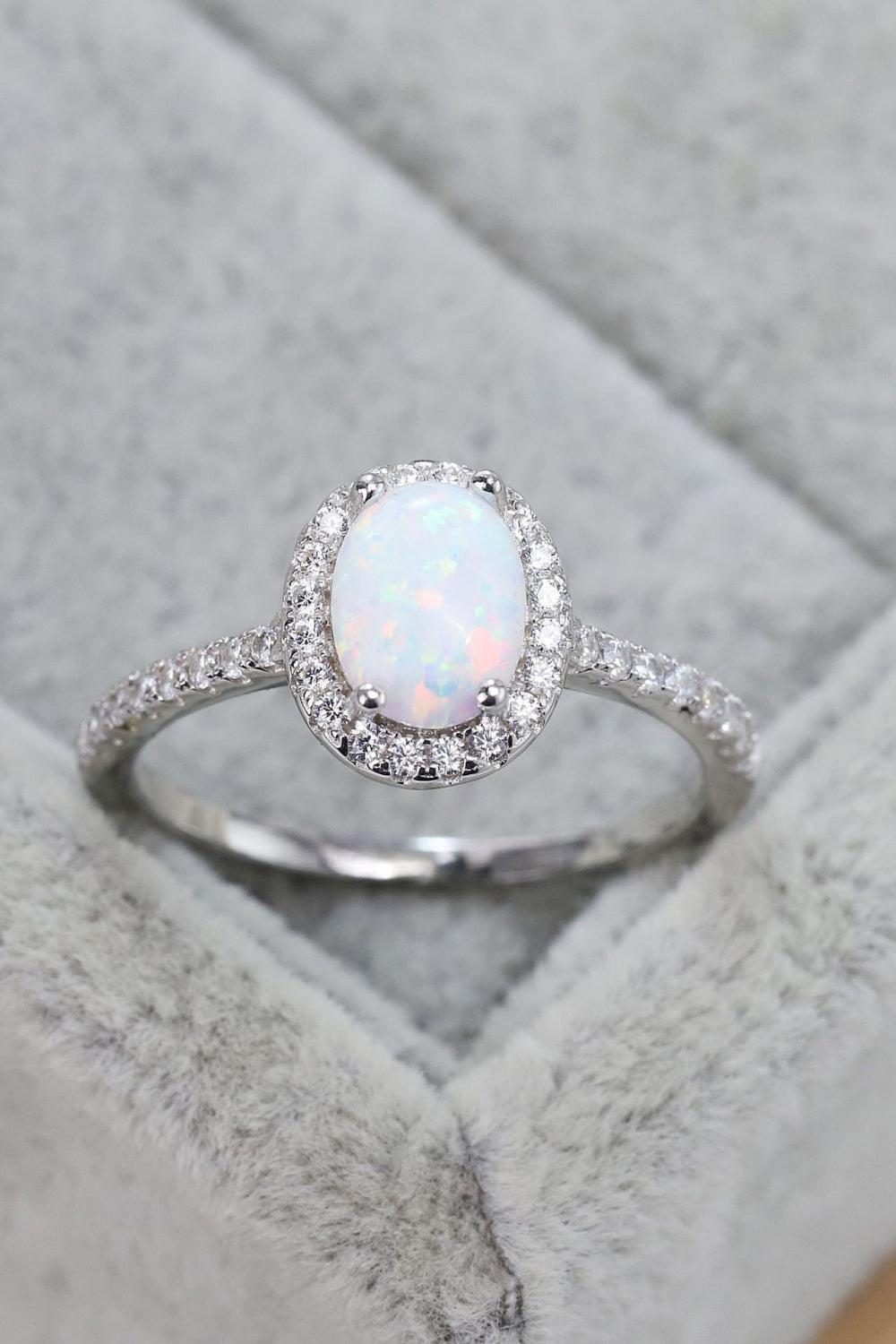 Opal 925 Sterling Silver Halo Ring BLUE ZONE PLANET