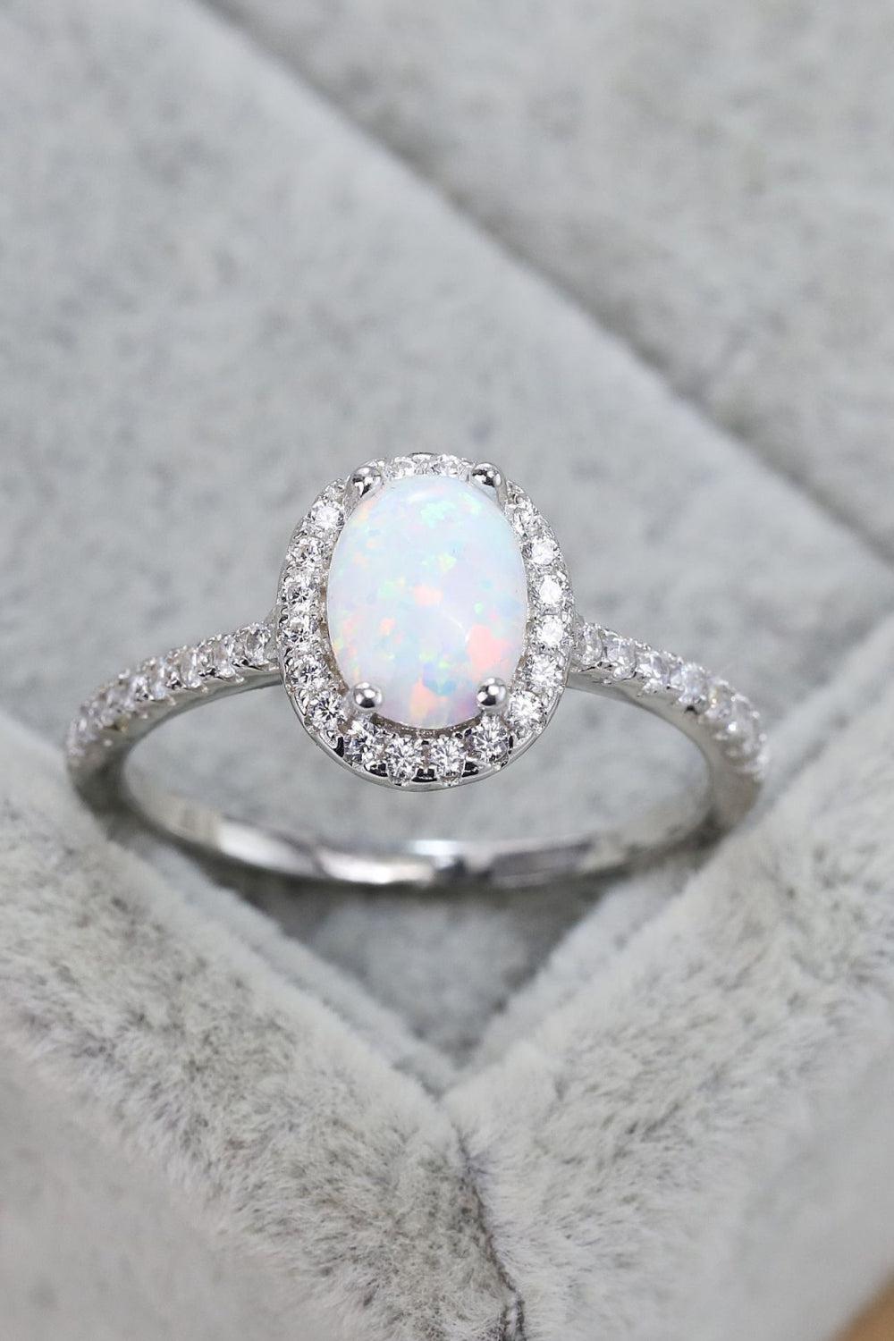 Opal 925 Sterling Silver Halo Ring BLUE ZONE PLANET