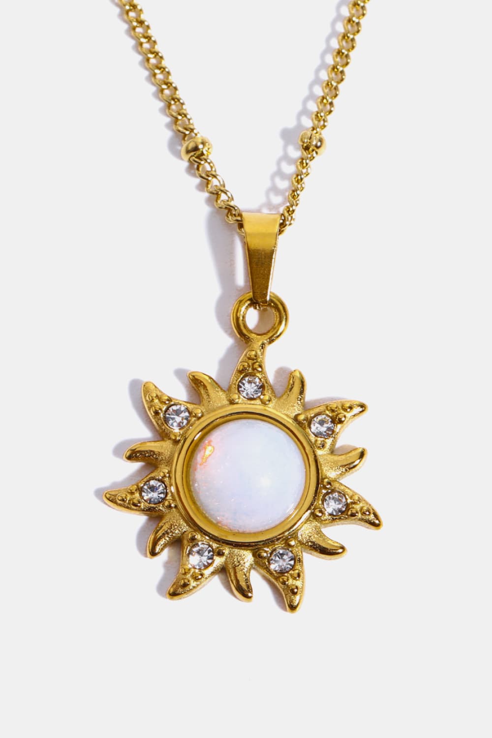 Opal Sun Pendant Stainless Steel Necklace BLUE ZONE PLANET