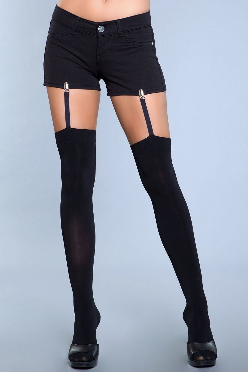 Opaque Thigh Highs With Attached Clip Garter. (shorts Not Included.) Blue Zone Planet