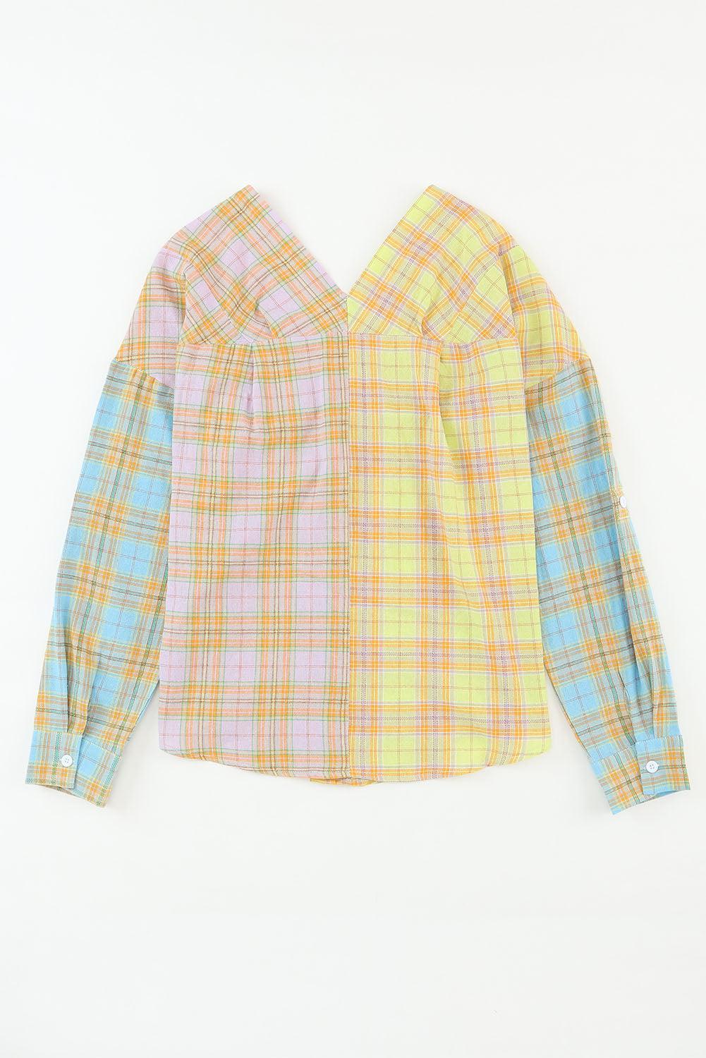 Open Front Buttoned Long Sleeve Shirt with Pocket BLUE ZONE PLANET