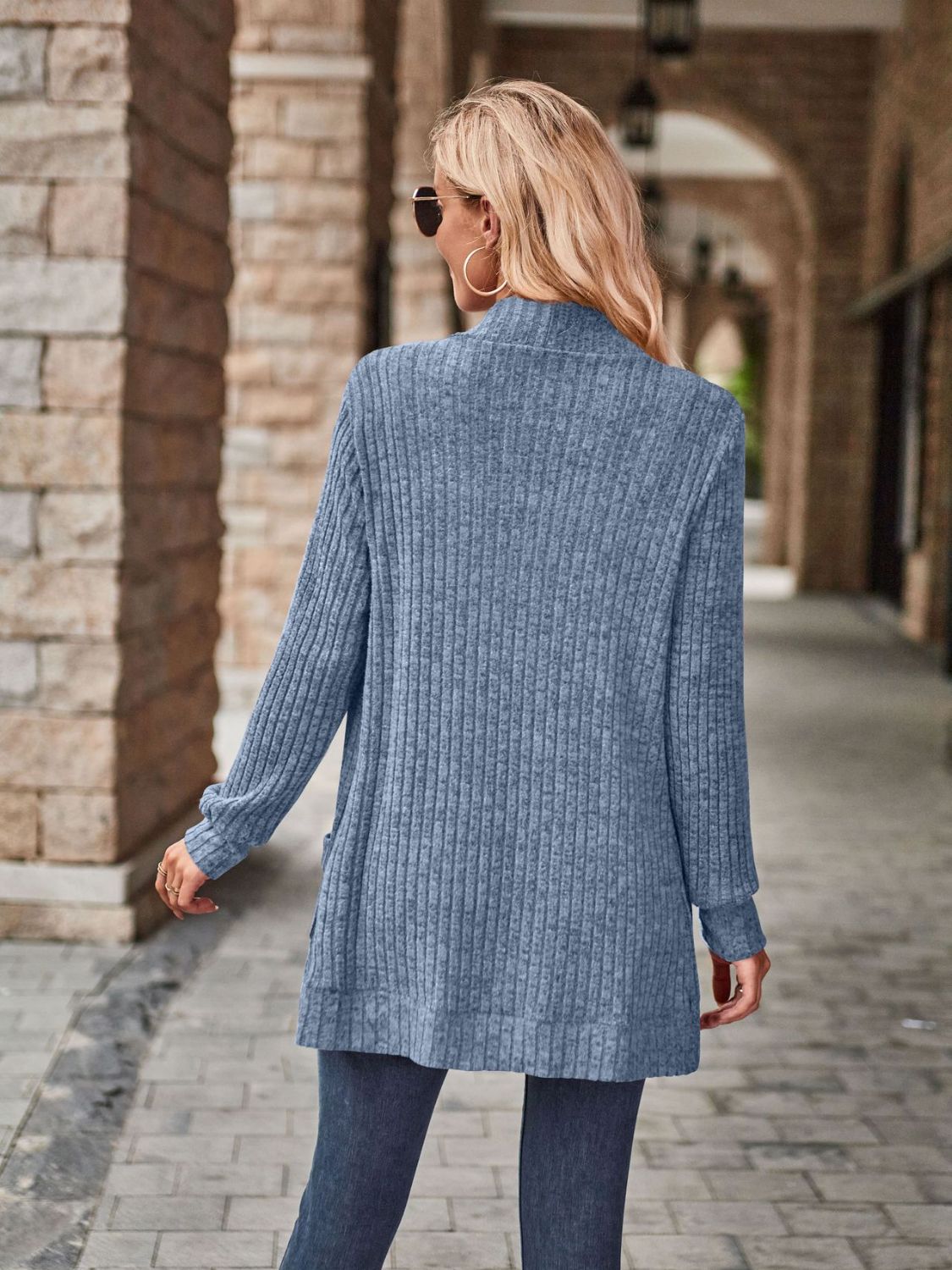 Open Front Cardigan with Pockets BLUE ZONE PLANET