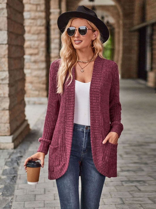 Open Front Cardigan with Pockets BLUE ZONE PLANET