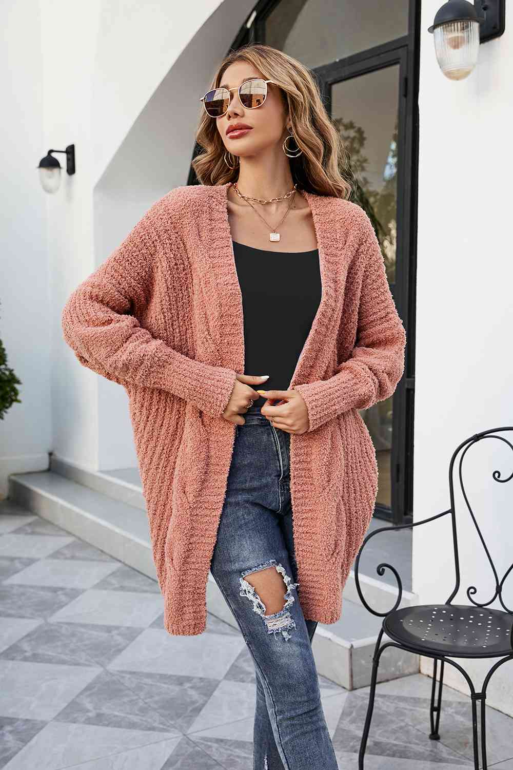 Open Front Dolman Sleeve Cardigan BLUE ZONE PLANET