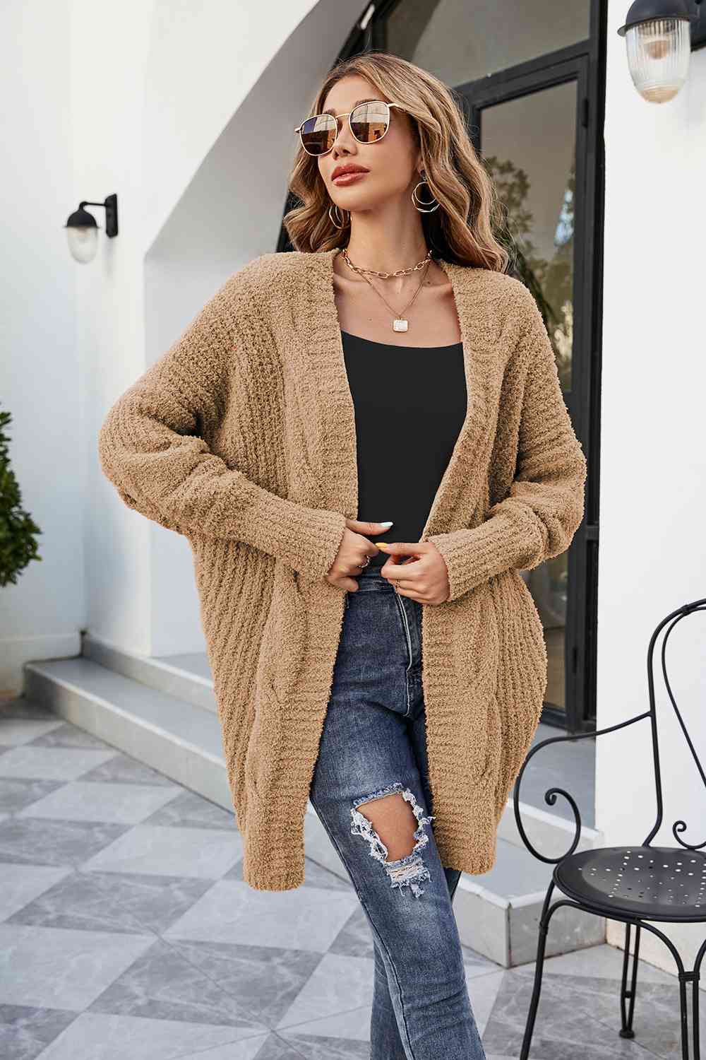 Open Front Dolman Sleeve Cardigan BLUE ZONE PLANET